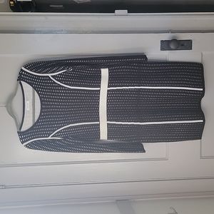 Calvin Klein Sweater Dress size Large Black Cream Wedding**